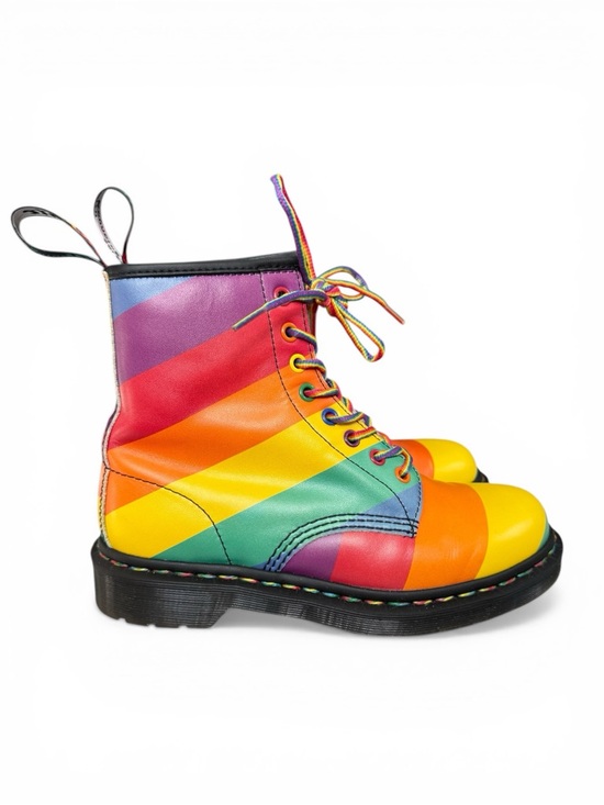 Dr. Martens Shoes - Dr. Martens Rainbow Leather Lace-Up Ankle Boots